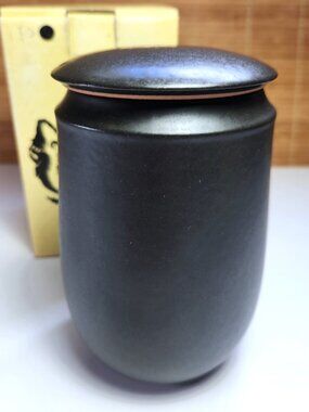 Lin’s Ceramics Studio Lidded Tea Storage Jar – Modern Dark Ceramic – New